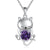 Cat Necklace 925 Silver Cat Birthstone Necklace Cat Jewelry Gift for Women Cat Lover