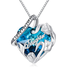 S925 Sterling Silver Daughter Heart Pendant Necklace from Dad Mom I Love You Forever Jewelry