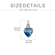 Heart Tree of Life Urn Necklace for Ashes Sterling Silver Cremation Jewelry with Crystal w/Funnel Filler stock romanticwork 