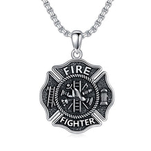 Firefighter Necklace 925 Sterling Silver Fire Dept Pendant Fire Department Jewelry for Women Men Valentine'S Day Christmas Birthday Gift